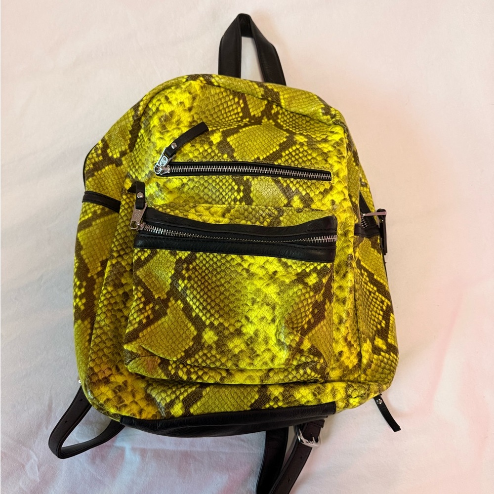 Yellow Snake Print Backpack